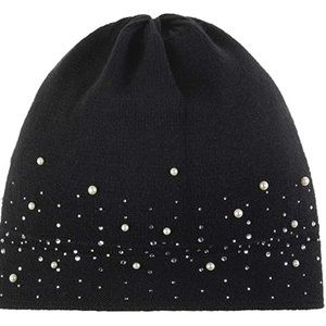 Crystal white pearl hat, black